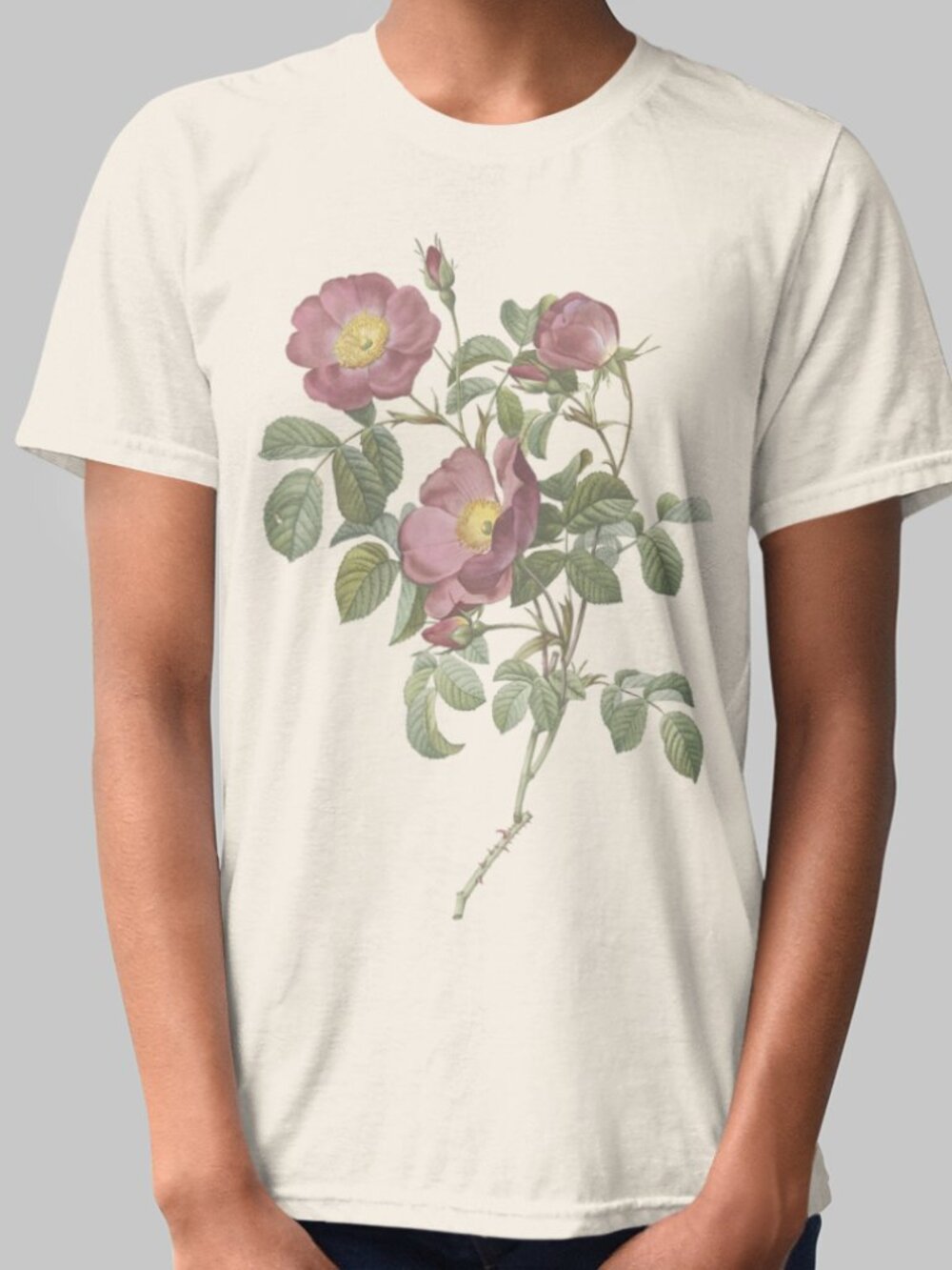 Rose Vintage Floral Print Short Sleeve Graphic Tee T-shirt S-XXL